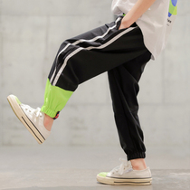 Boys sweatpants summer thin childrens summer clothes pants ankle-length pants middle and big children anti mosquito pants summer quick dry pants tide tide