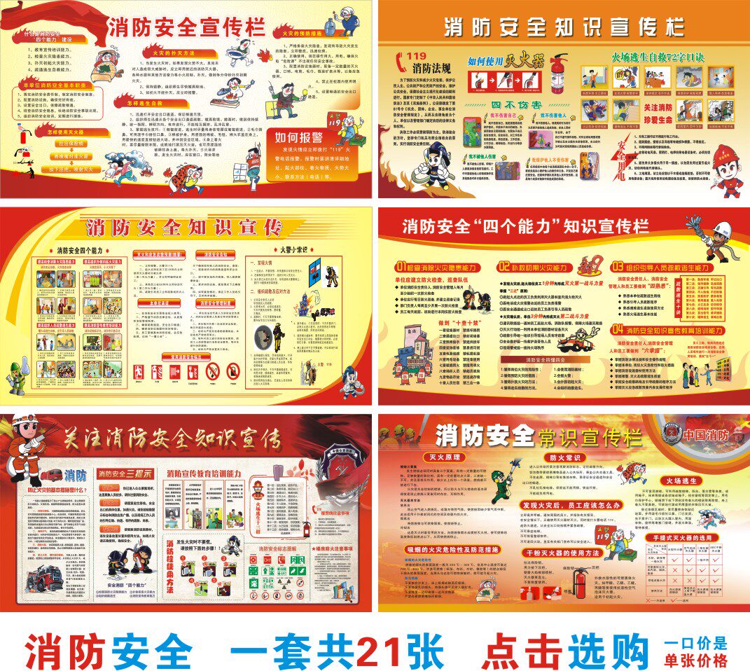 Fire safety knowledge bulletin board four ability poster factory workshop fireproof poster slogan display board sticker