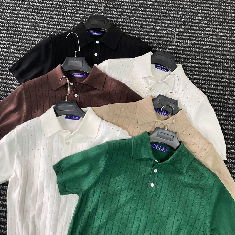 Cssugent Gentleman's Elegant Heavy Jacquard Old Money Multi-Color Pure Cotton Knitted Short-Sleeve Polo Shirt Men's T-Shirt Trendy Cssugent Gentleman's Elegant Heavy Jacquard Old Money Multi-Color Pure Cotton Knitted Short-Sleeve Polo Shirt Men's T-Shirt Trendy