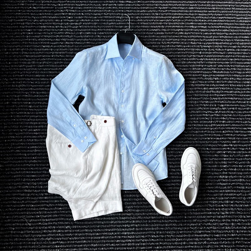 Cssugent High-End 100% Linen Gentleman's Elegant One-Collar Long-Sleeve Shirt for Men, Rain-Dew Linen Breathable Shirt, Trendy Cssugent High-End 100% Linen Gentleman's Elegant One-Collar Long-Sleeve Shirt for Men, Rain-Dew Linen Breathable Shirt, Trendy
