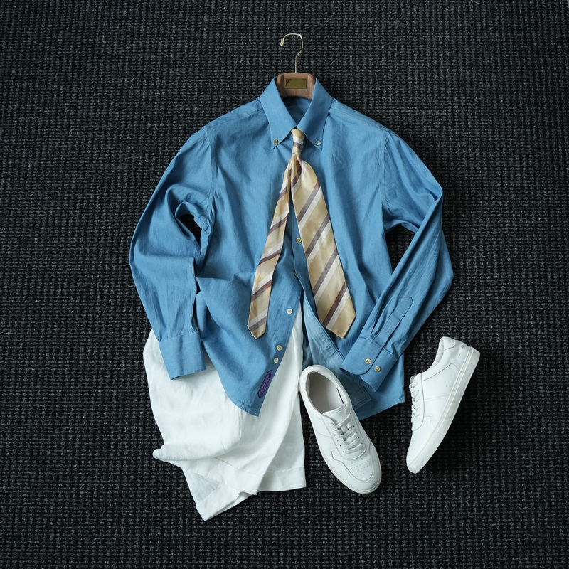 Cssugent Queen of Naples (Eagle Clasp) Ready-To-Wear Washed Denim Shirt Men's Pure Cotton High-End Shirt