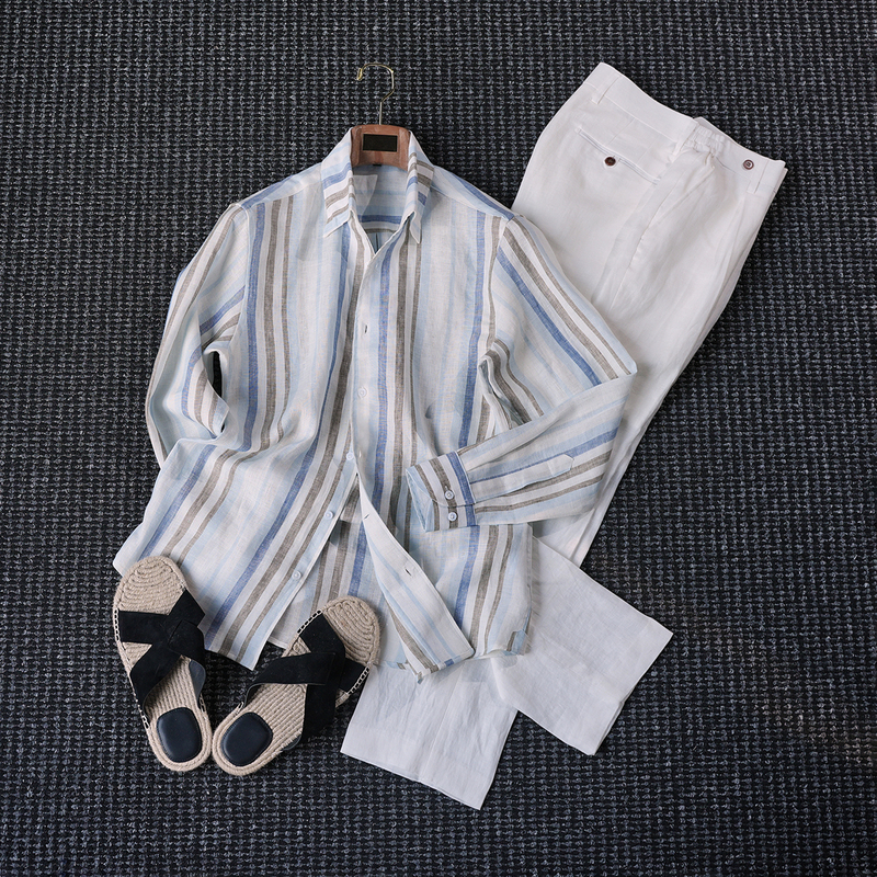 Cssugent Naples Queen Haute Couture 100% Raindrop Linen One-Piece Collar Shirt Men's Formal Haute Couture Shirt
