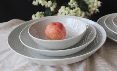 Foreign Trade Ceramic Porcelain Tableware Set of British Royal RD Oscillation Light Grey Western Dining Dish Basin Bowl