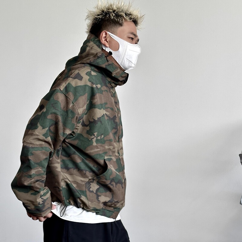 Red Star Camouflage Jacket Zipper Coat Hooded Drawstring Nonnod Vintage Washed Short Oversized Commuter Jacket Red Star Camouflage Jacket Zipper Coat Hooded Drawstring Nonnod Vintage Washed Short Oversized Commuter Jacket