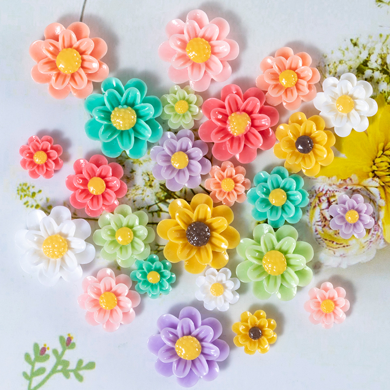 Hair accessories flower plate flat-bottomed resin sun flower decoration stickers drill handmade DIY cream mobile phone case material accessories