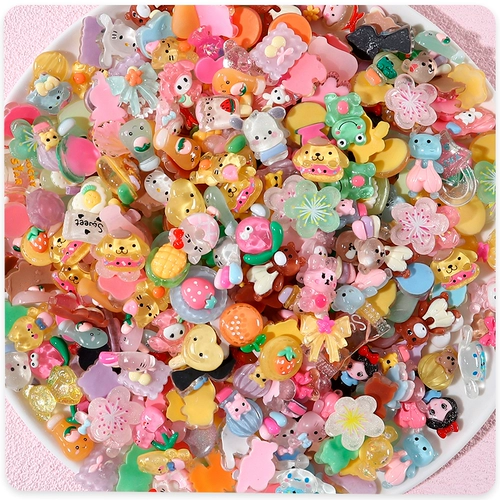 Хрустальная прозрачная мультипликация Симпатичная смешанная сумка для благословения крем -крем -клей DIY Материал Творческий смола аксессуары украшения универсально