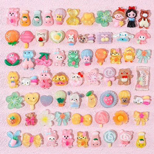 Хрустальная прозрачная мультипликация Симпатичная смешанная сумка для благословения крем -крем -клей DIY Материал Творческий смола аксессуары украшения универсально