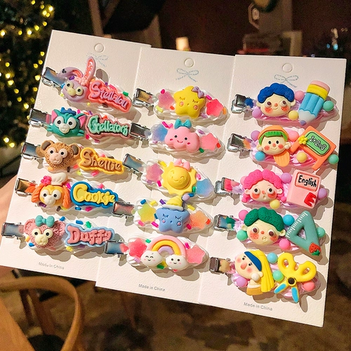 Кремовая заколка для волос, детский мультяшный набор материалов для школьников, милый аксессуар для волос ручной работы, DIY, популярно в интернете