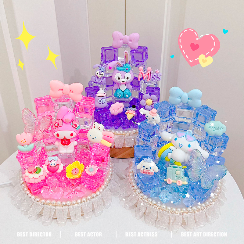 Handmade Kidsren's DIY Ice Cube Castle Night Light Material Package to Make Creative Gifts Wine Bottle Bedroom Luminous Ornaments