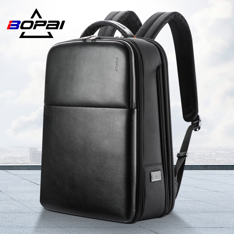 Student backpack business men's backpack simple fashion trend Korean version leisure student travel school bag computer leather