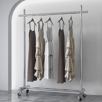 Clothing store display rack display stainless steel floor-standing clothes hanger womens clothing store special shelf mobile clothes hanger with wheels
