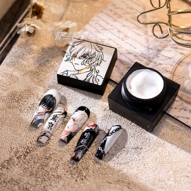 High-Density Solid Color Nail Art Painting Gel, Hand-Painted Anime Nail Polish, Styling Lines, Canned Special Blend Quality Color Selection