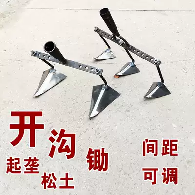 Open ditch plow, cultivated land, ploughing, ploughing, wooden handle, plough, loose soil opener, Ridge and ditching agricultural tools