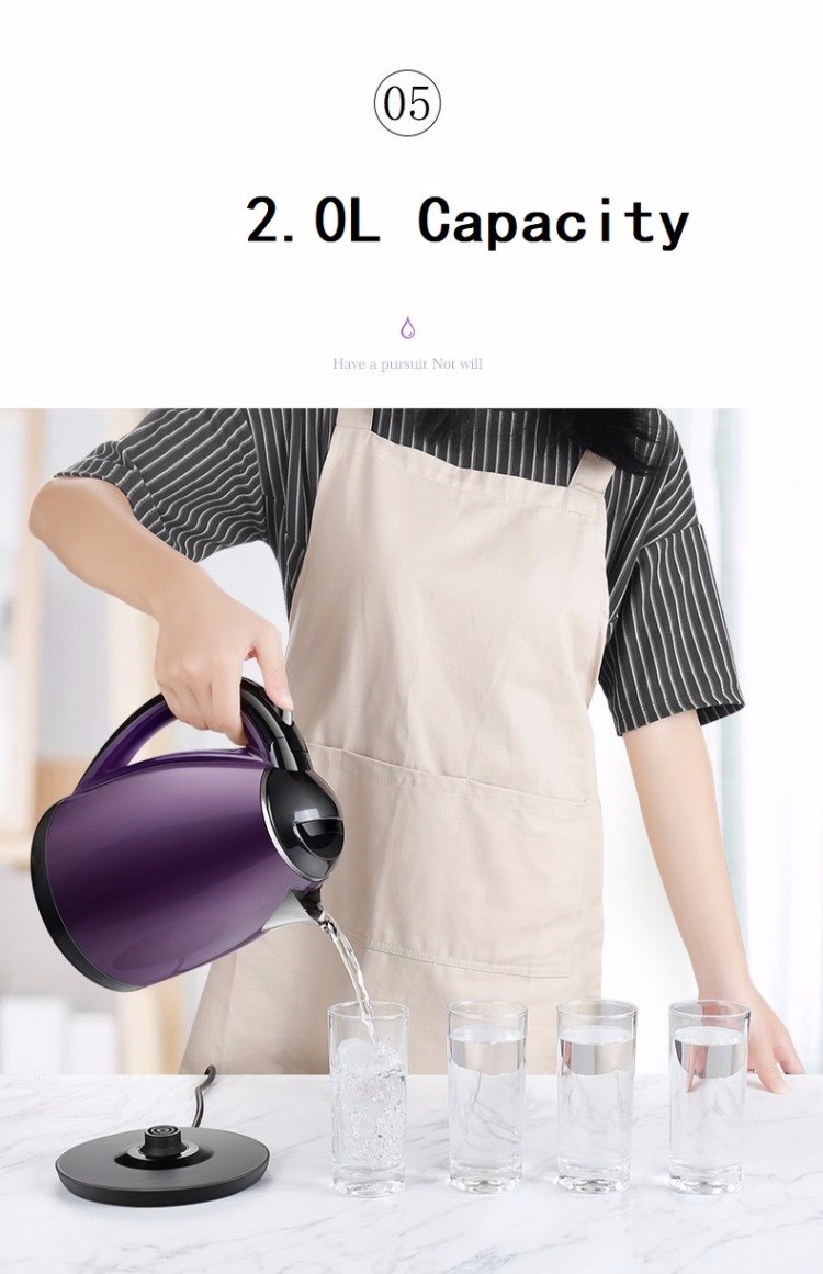 Ấm đun nước điện Tự động tắt ấm bằng thép không gỉ 2.0L Tự động tắt nguồn ấm đun nước điện - ấm đun nước điện bình nước nóng siêu tốc