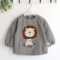 Playful lion Plaid children boys and children Spring and Autumn Winter waterproof cover baby kindergarten dining clothes