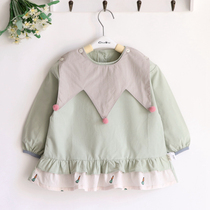 New hairball Crown children Spring and Autumn Winter cotton girl long sleeve waterproof coat baby bib detachable