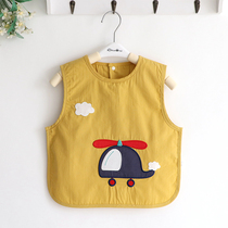 Q Meng engineering team boy by button sleeveless child vest type pure cotton waterproof round pocket baby round mouth rice coat
