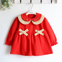 Princess bow childrens cotton double collar baby autumn and winter girls waterproof coat eating clothes