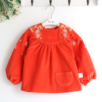 Full of flowers children girls autumn and winter cotton thick corduroy waterproof cover baby kindergarten rice clothes