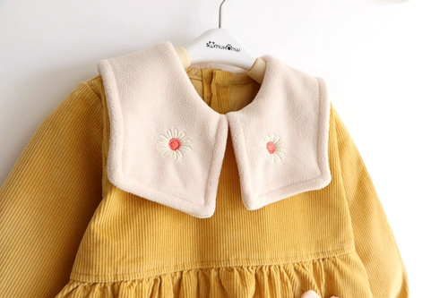 Вельветовый детский водонепроницаемый нагрудник на солнечной энергии для девочек для детского сада для еды, сзади на завязках