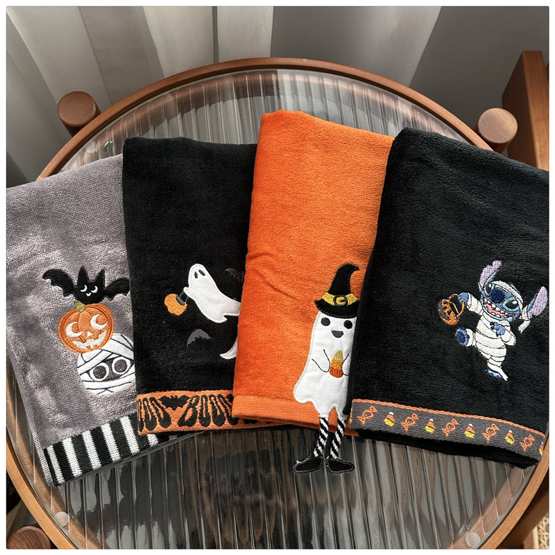 New Product for Export to Japan, Pure Cotton Cut Velvet Face Towel, Christmas, Easter, Halloween, No Fluorescent Agent