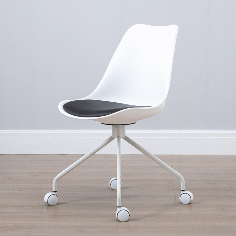 White Minimalist Home Computer Chair, Lazy Fashion Desk Chair, Office Swivel Chair with Backrest, Student Beauty Chair