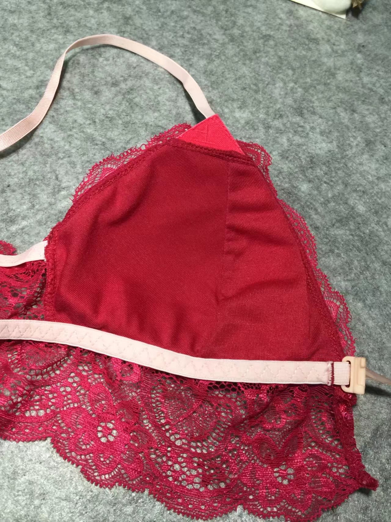 New front buckle sexy sweet lace contrast tether small cute no rims Joker underwear bra set postage