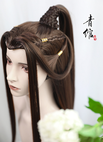 Chinese hanfu warrior prince swordsman cosplay wig for men Ancient Chinese costume cos hairpiece prince pleasing God handsome men and women