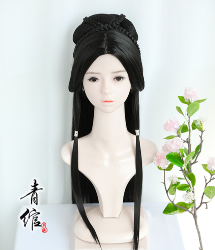 Chinese Hanfu wig princess fairy cosplay hair wig Ancient style Han Fu Ru skirt Wei Jin wig female Han Tang dance wig set ancient costume cos white light wig