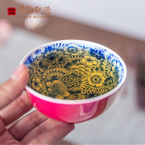 Jingdezhen ceramic hand painted carmine blue and white Wanhua master tea cup Kung Fu tea can be customized gifts