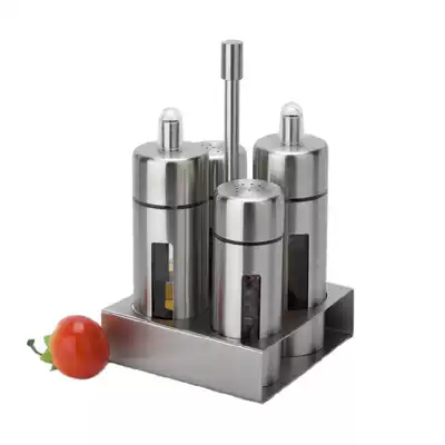 2 sets of stainless steel four-head seasoning set Seasoning bottle pepper salt bottle set