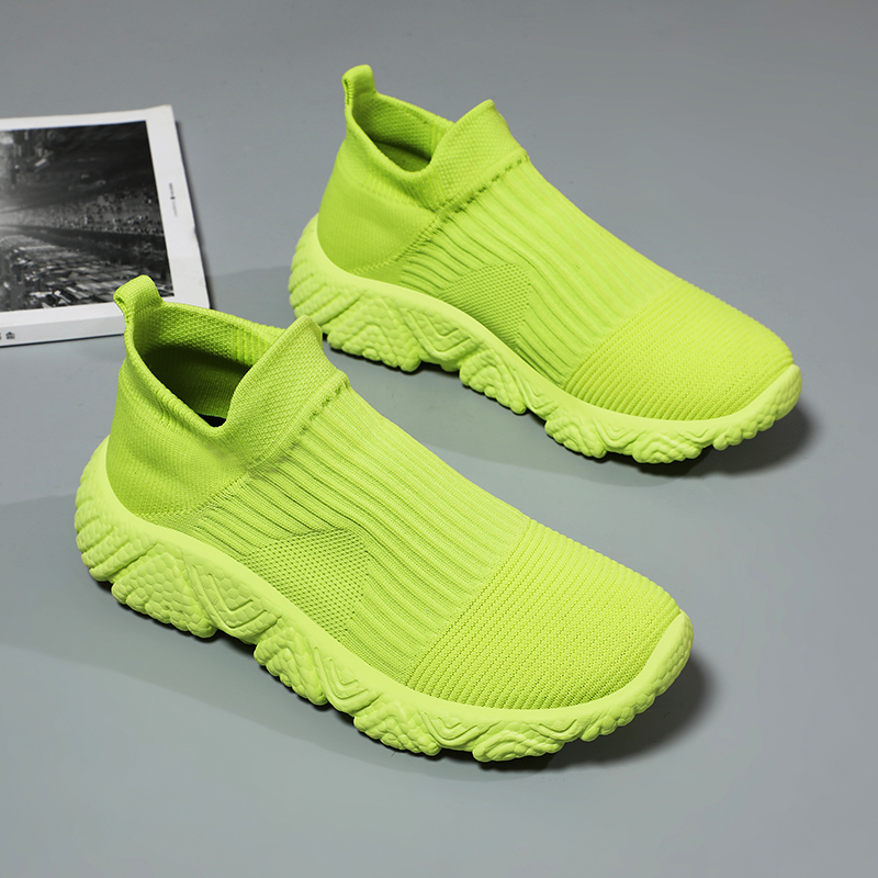 Popcorn Soft-Soled Sports Casual Shoes, Fly-Knit Ultra-Light Low-Top Sock Shoes, Couple Style Thick-Soled Shoes, Unisex Shoes