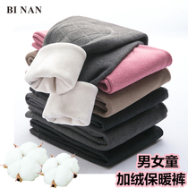 Male and female children fall winter plus suede thickened kneecap high waist warm pants with underpants underpants children outwear baby cotton pants