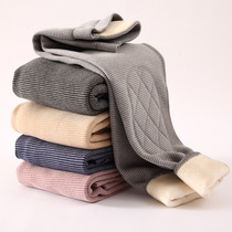 Boy gush thickened with super thick integrated suede pants cotton pants for children with underpants Autumn pants warm pants