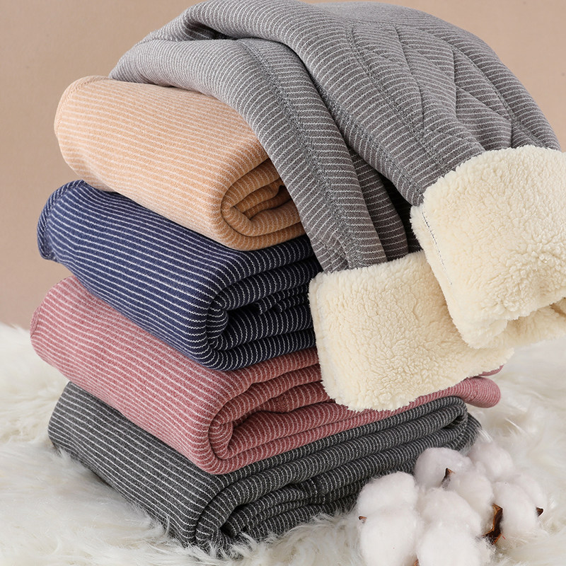 Male and female children plus velvet thickened kneecap high waist integrated suede cotton pants children with underpants lining pants underpants Trousers Warm Pants-Taobao