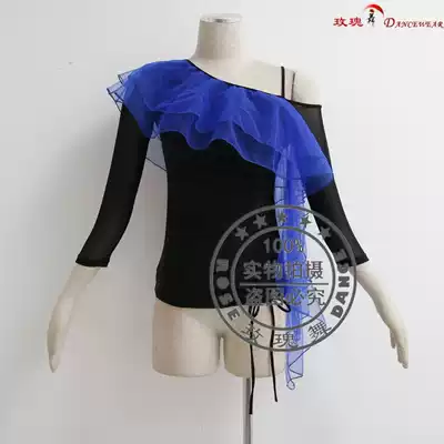 Rose dance 99 black oblique shoulder modern dance practice top Square dance practice suit social dance suit NSSY1339