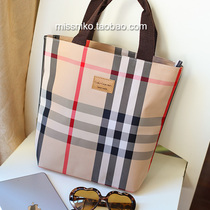 New Korean fashion Plaid casual zipper handbag waterproof handbag shopping bag BAO WEN tote bag