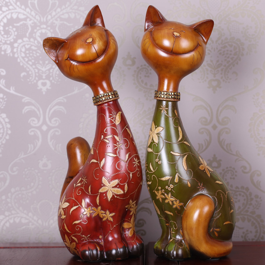 Eurostyle Home Soft Decorations Resin Handicraft Lovers Cat Practical Wedding Gifts Furnishing New House Hem