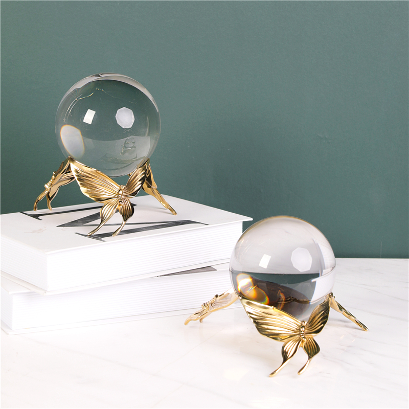 European-style modern copper crystal ball ornaments, home decorations, model room, wine cabinet, coffee table, TV cabinet, soft decoration