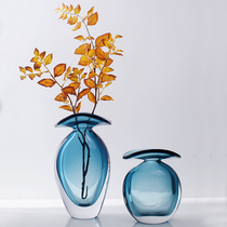 Nordic Light Extravagant Special-shaped glazed floral-like plate room Soft adornments Living room table flower arrangement glass vase hem