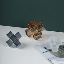 Nordic Modern Frosted Ash Crystal Cross Swing Piece Living Room Wine Cabinet Bookroom Home Residence Deco-style Room Furnishing