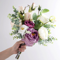 Modern Light Extravagant Silk Flowers Emulated Flowers Dried Flowers Bouquet Living-room Fake Flowers Furnishing Table Floral Swing Piece Romantik