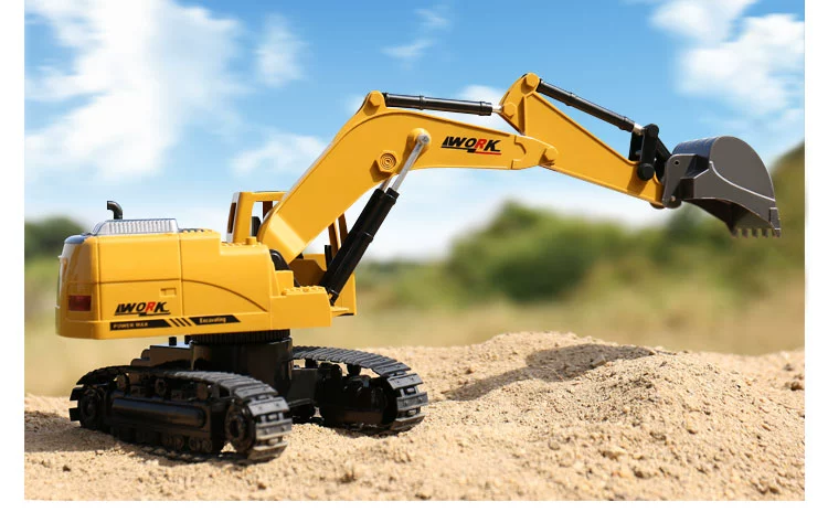 Không dây điều khiển từ xa máy xúc đồ chơi cậu bé có thể sạc lại hợp kim máy xúc mô hình móc máy kỹ thuật xe trẻ em lễ
