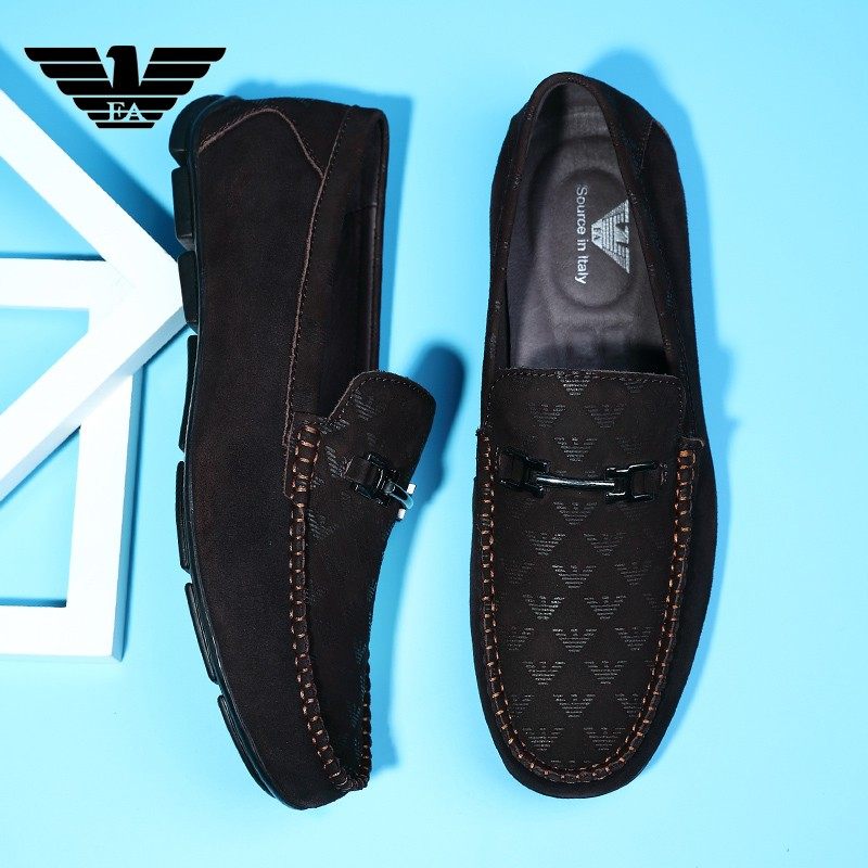 Liden Armani men's shoes spring 2022 new frosted leather peas shoes set feet casual sneakers lazy shoes men