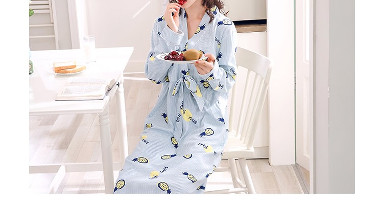 Áo ngủ mùa xuân và mùa thu nữ dài tay cotton kích thước lớn dịch vụ tại nhà tươi mát Bộ đồ ngủ kimono kiểu Nhật Bản nữ mùa đông cotton ngọt ngào áo đầm mặc ở nhà