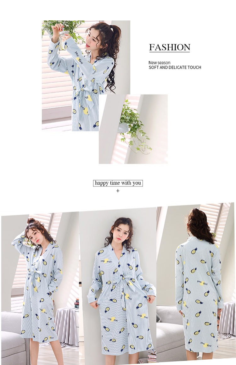 Áo ngủ mùa xuân và mùa thu nữ dài tay cotton kích thước lớn dịch vụ tại nhà tươi mát Bộ đồ ngủ kimono kiểu Nhật Bản nữ mùa đông cotton ngọt ngào áo đầm mặc ở nhà