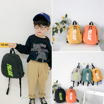 Korean version of fashion foreign air male and female child double shoulder bag toddler small baby light minimalist bag Tidal Boy Alphabet Small Backpack