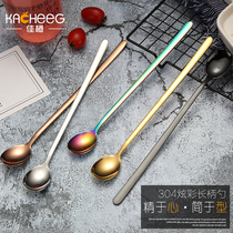 Korea 304 stainless steel coffee spoon creative long handle mixing spoon children cute spoon dessert spoon milk tea