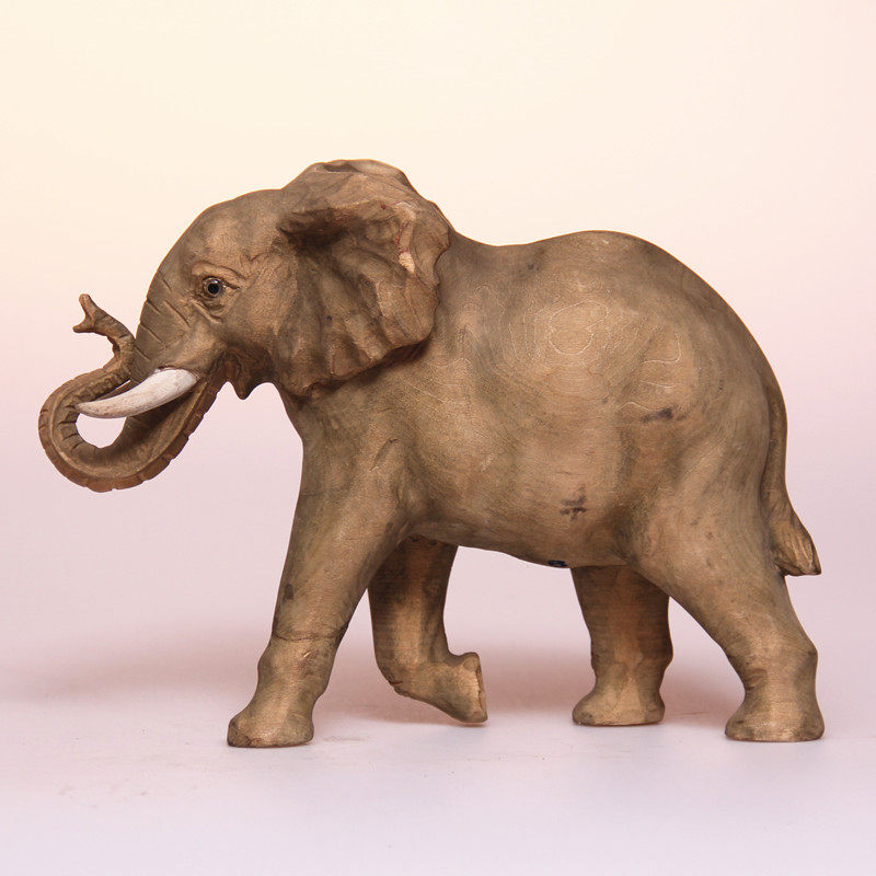 Solid wood hand engraving Merchants Feng Shui Elephant Swing Adorned Wood Carving Town House Living Room Desktop Creative Joe New Residence Gift