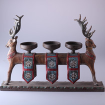 Solid wood hand engraving Nordic retro candlestick American wax candle holder Home Soft Decorative Home Bar Hotel Swing